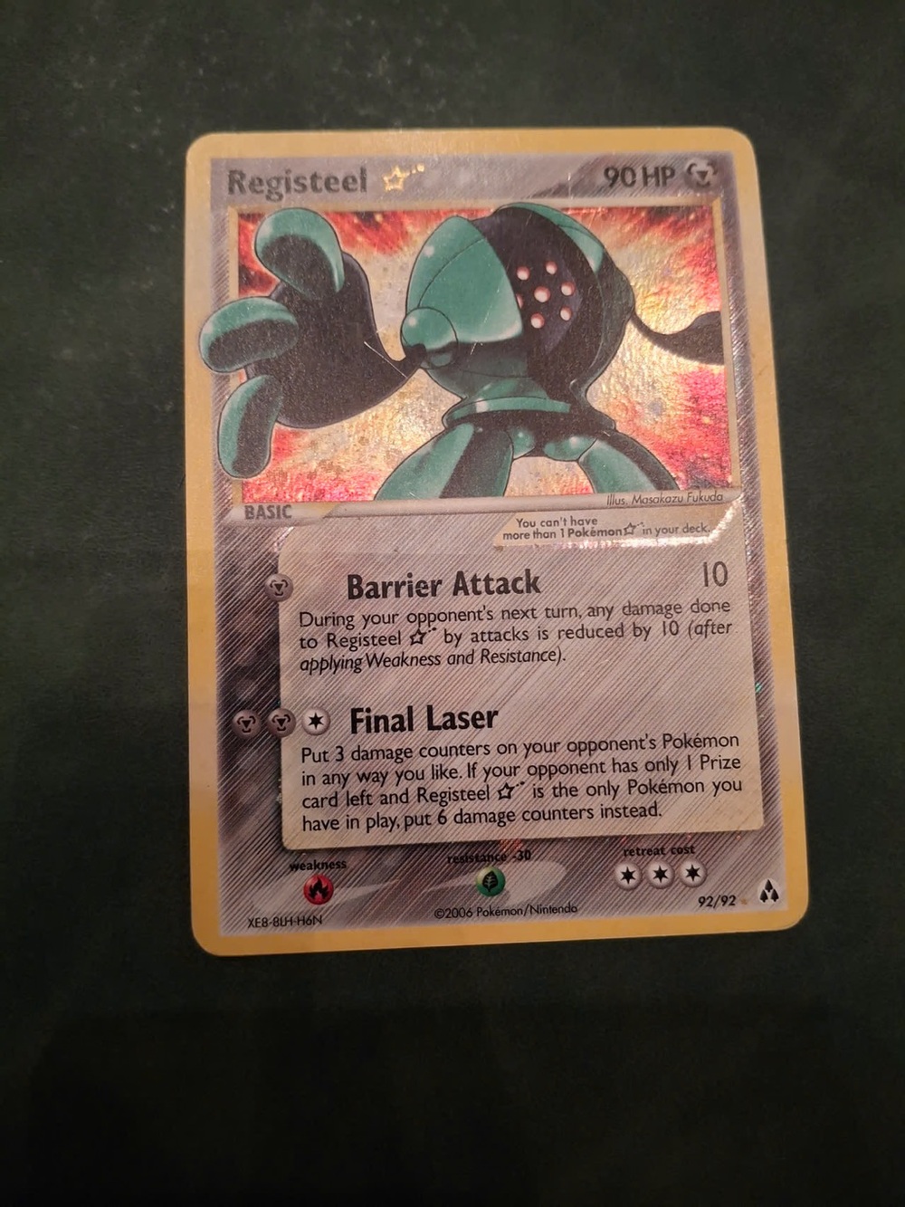 Pokemon Registeel Card - Green and Silver Holographic
